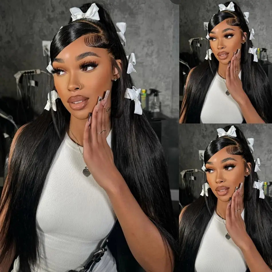 13x4 Bone Straight Lace Front Wig 13x6 Transparent Lace Closure Wig 38 40 Inch Human Hair Wigs For Women 360 Full Lace Front Wig