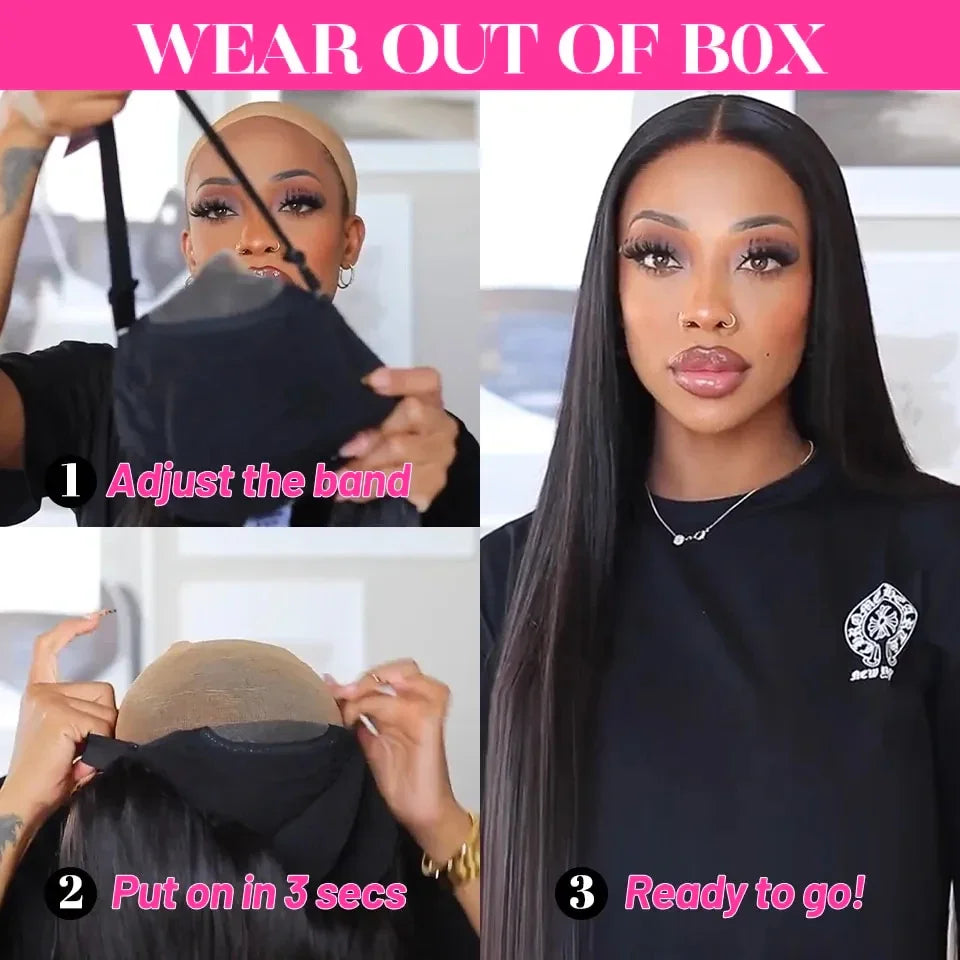 Wear Go 32 34inch 6x4 Bone Straight Glueless Wig 4x4 Human Hair Ready To Wear Brazilian Lace Frontal Wigs For Women Preplucked