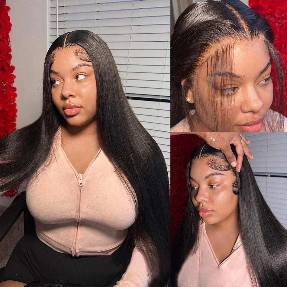 Wear Go 32 34inch 6x4 Bone Straight Glueless Wig 4x4 Human Hair Ready To Wear Brazilian Lace Frontal Wigs For Women Preplucked