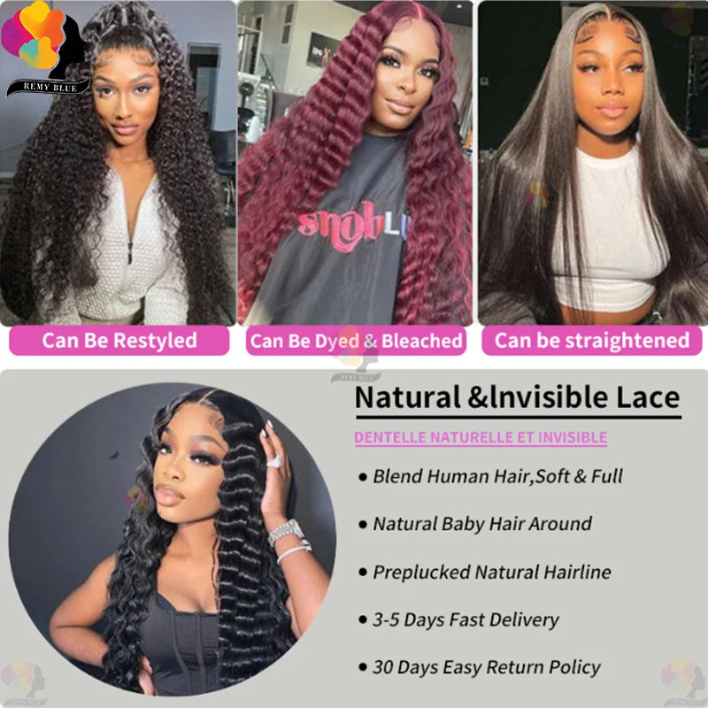 13x6 Loose Deep Wave Lace Front Human Hair Wig Brazilian 13x4 Transparent Lace Frontal Wigs for Black Women Curly Human Hair Wig