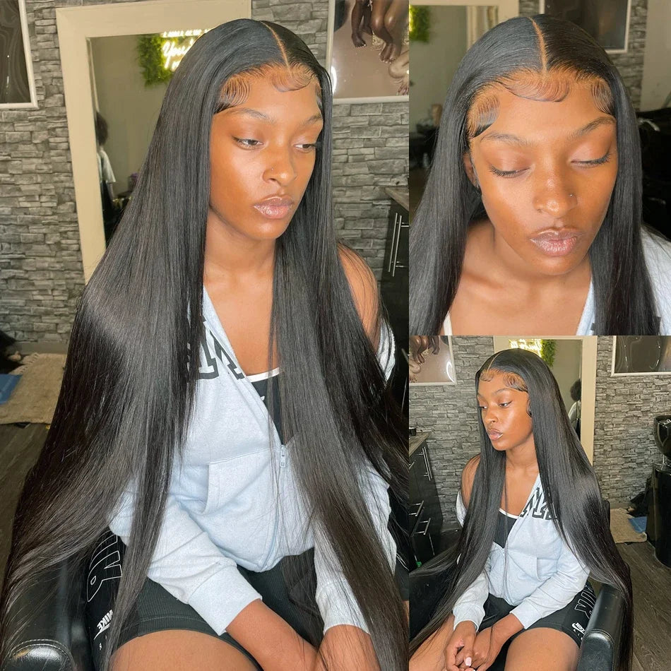 Wear Go 32 34inch 6x4 Bone Straight Glueless Wig 4x4 Human Hair Ready To Wear Brazilian Lace Frontal Wigs For Women Preplucked