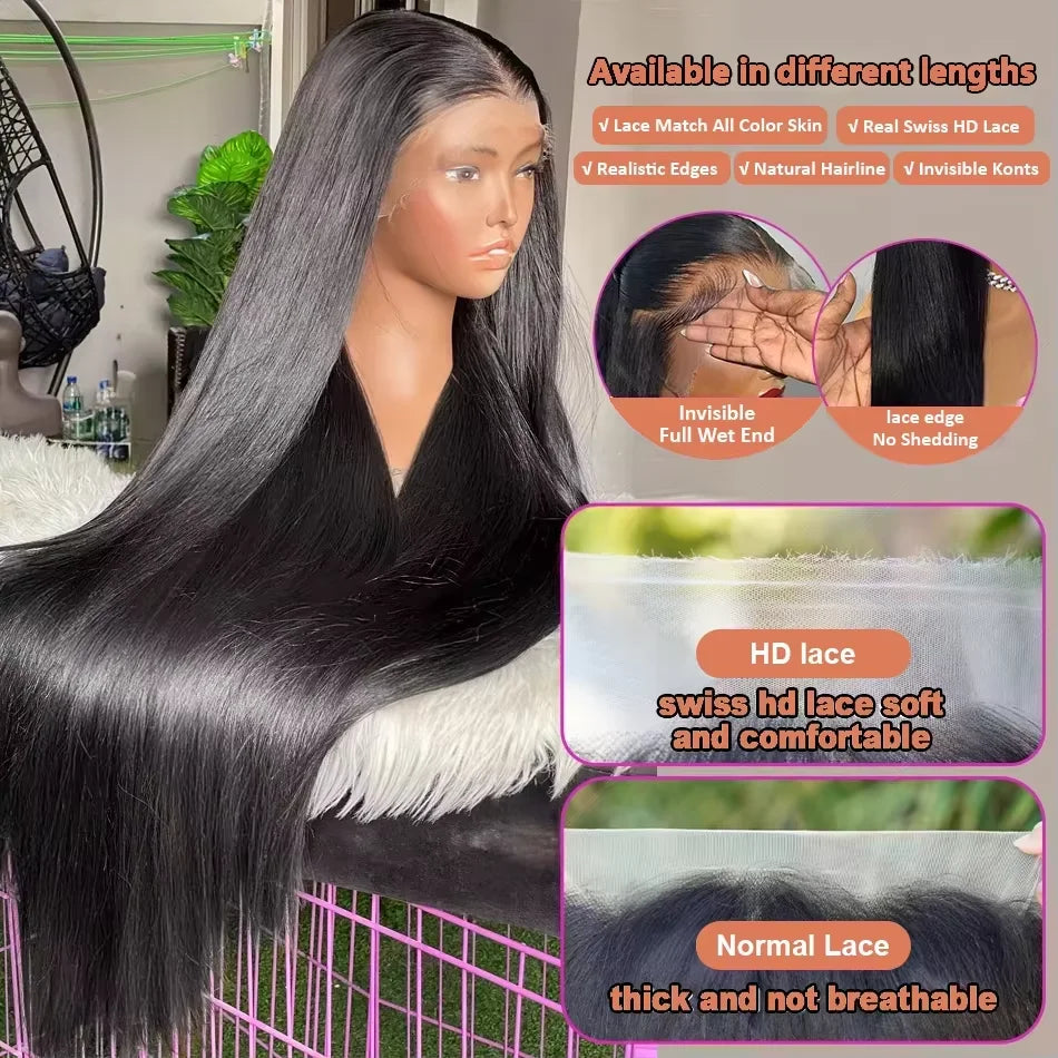 Wear Go 32 34inch 6x4 Bone Straight Glueless Wig 4x4 Human Hair Ready To Wear Brazilian Lace Frontal Wigs For Women Preplucked