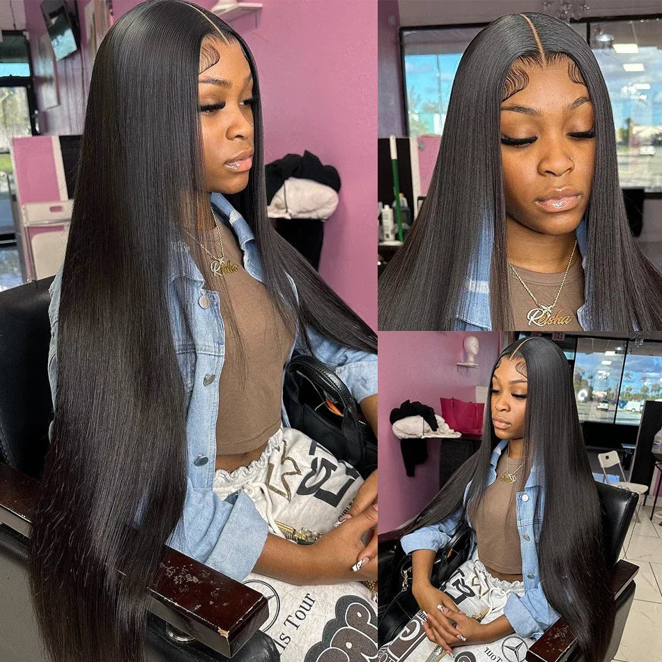 Wear Go 32 34inch 6x4 Bone Straight Glueless Wig 4x4 Human Hair Ready To Wear Brazilian Lace Frontal Wigs For Women Preplucked