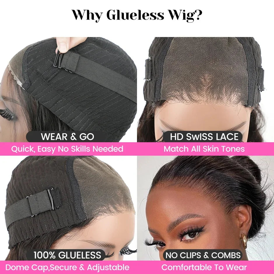 Wear Go 32 34inch 6x4 Bone Straight Glueless Wig 4x4 Human Hair Ready To Wear Brazilian Lace Frontal Wigs For Women Preplucked