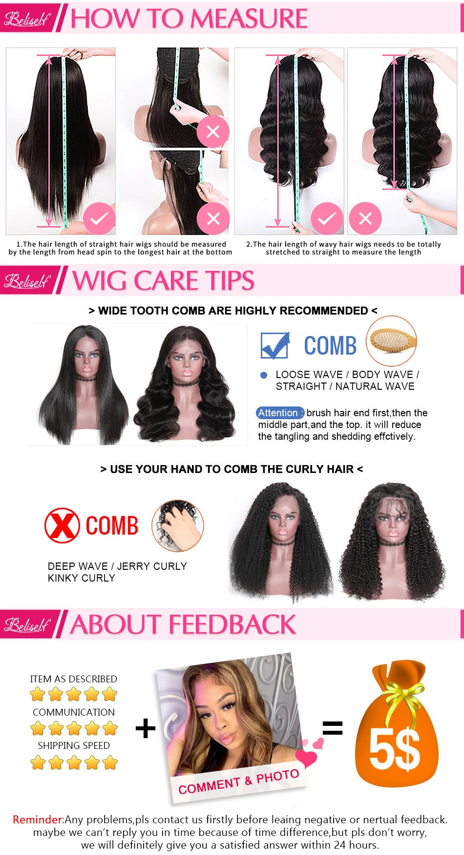 Beliself 300 Density Loose Deep Wave 13x6 HD Lace Frontal Wig Pre Plucked 13X6 HD Lace Wig Human Hair 5x5 HD Lace Closure Wig