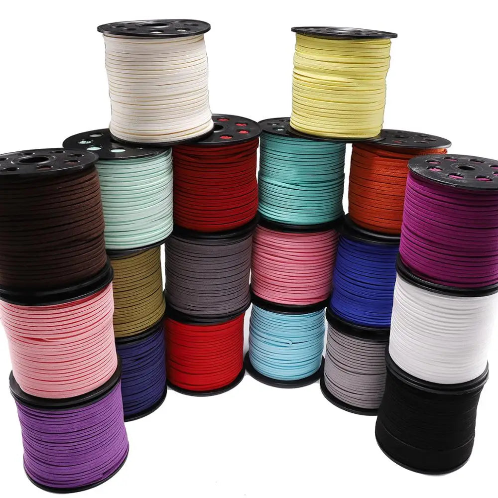 5/10/20m 2.5mm Flat Faux Suede Braided Cord Velvet Leather Rope Handmade Thread String for Jewelry Bracelet Necklace Keychain