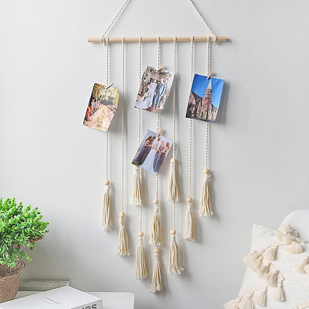 DIY Photo Display Macrame Wall Hanging Hanging Wall Pictures Boho Home Decor Kids Baby Room Decoration Gift Friend And Family