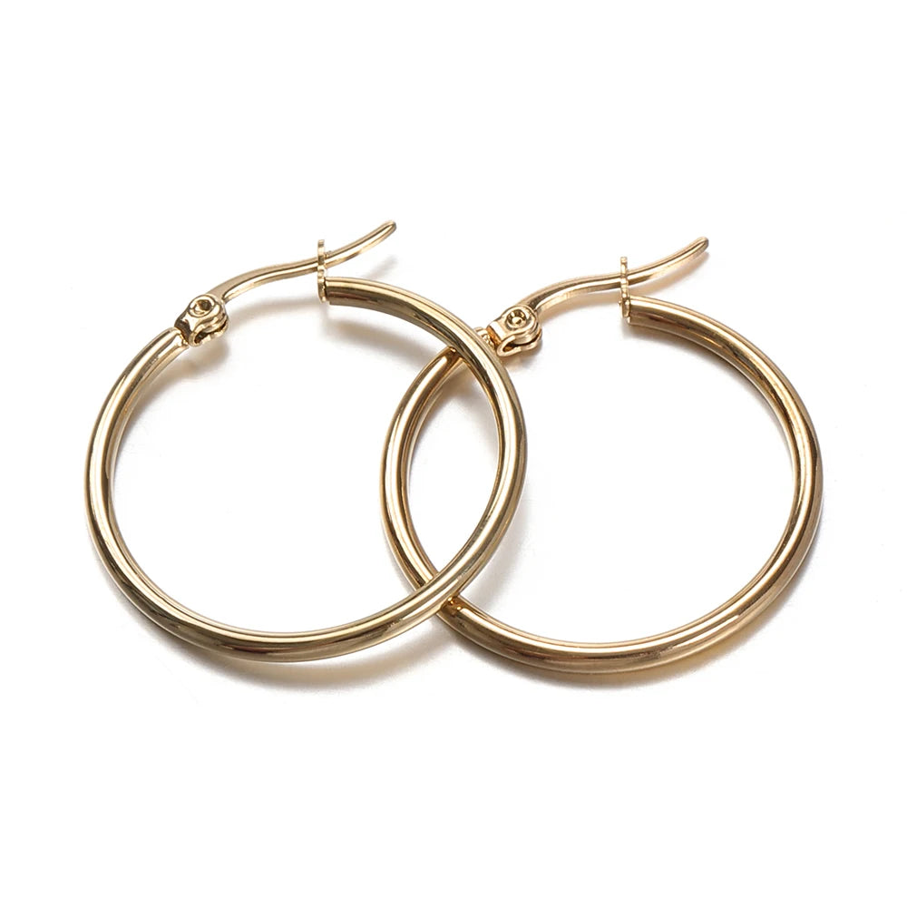 10pcs Stainless Steel Black Open Circle Earrings Hooks 15-30mm Loop Base