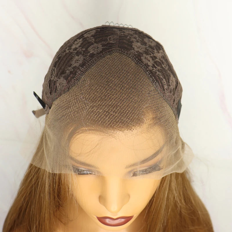 YYsoo Short 13x4 Futura Synthetic Lace Front  Wig #10 Color Silky Straight Brown Wigs for Women Heat Resistant Natural Hairline