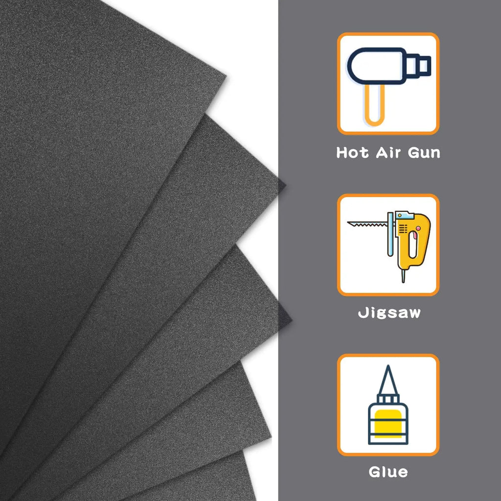 Black ABS Plastic Sheet | 2pcs Matte & Glossy DIY Craft Board | Thermoformable | 200×300mm & 300×300mm