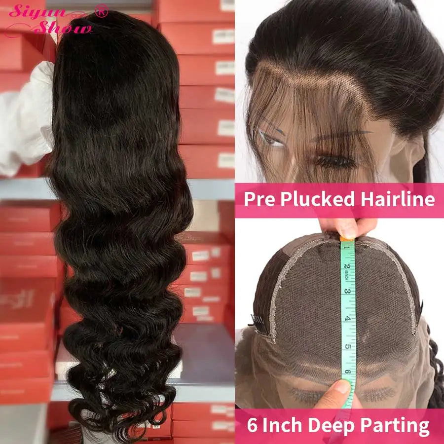 Siyun Show Body Wave Lace Front Wig 360 Full Lace Frontal Wig 250 Density HD Transparent 13x6 Lace Frontal Human Hair Wigs