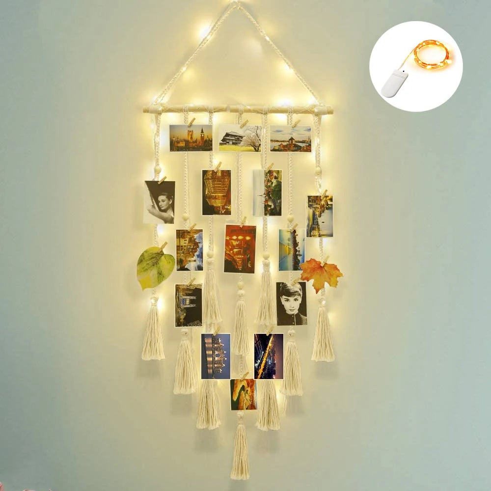 DIY Photo Display Macrame Wall Hanging Hanging Wall Pictures Boho Home Decor Kids Baby Room Decoration Gift Friend And Family
