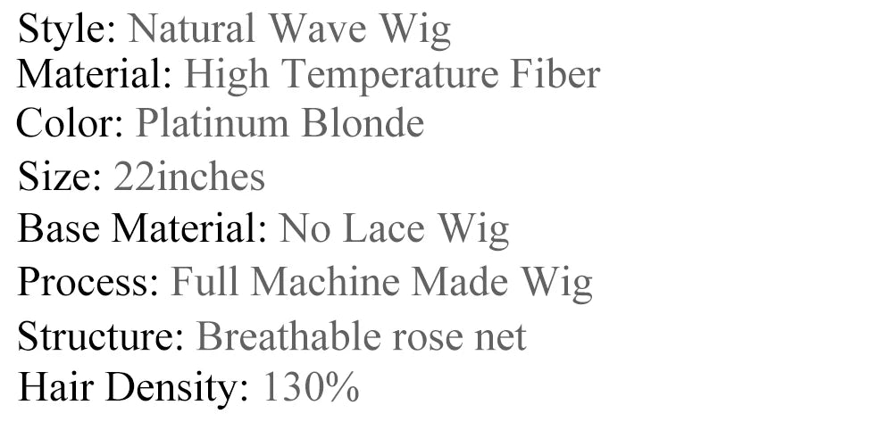 Voguequeen Platinum Blonde Synthetic Natural Wave Lace Front Wig Heat Resistant Fiber Cosplay For Women