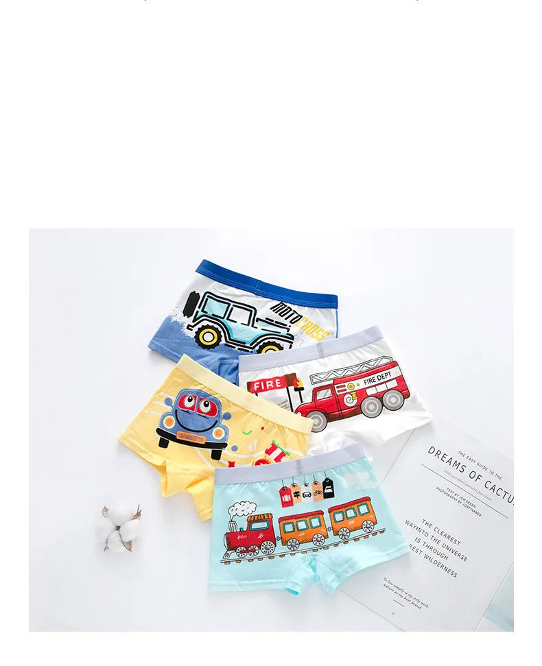 Children's Underwear Boy Panties Underpants  Engineering Vehicle Cars Fire Engine Comfortable Shorts Briefs Boxers For Kids