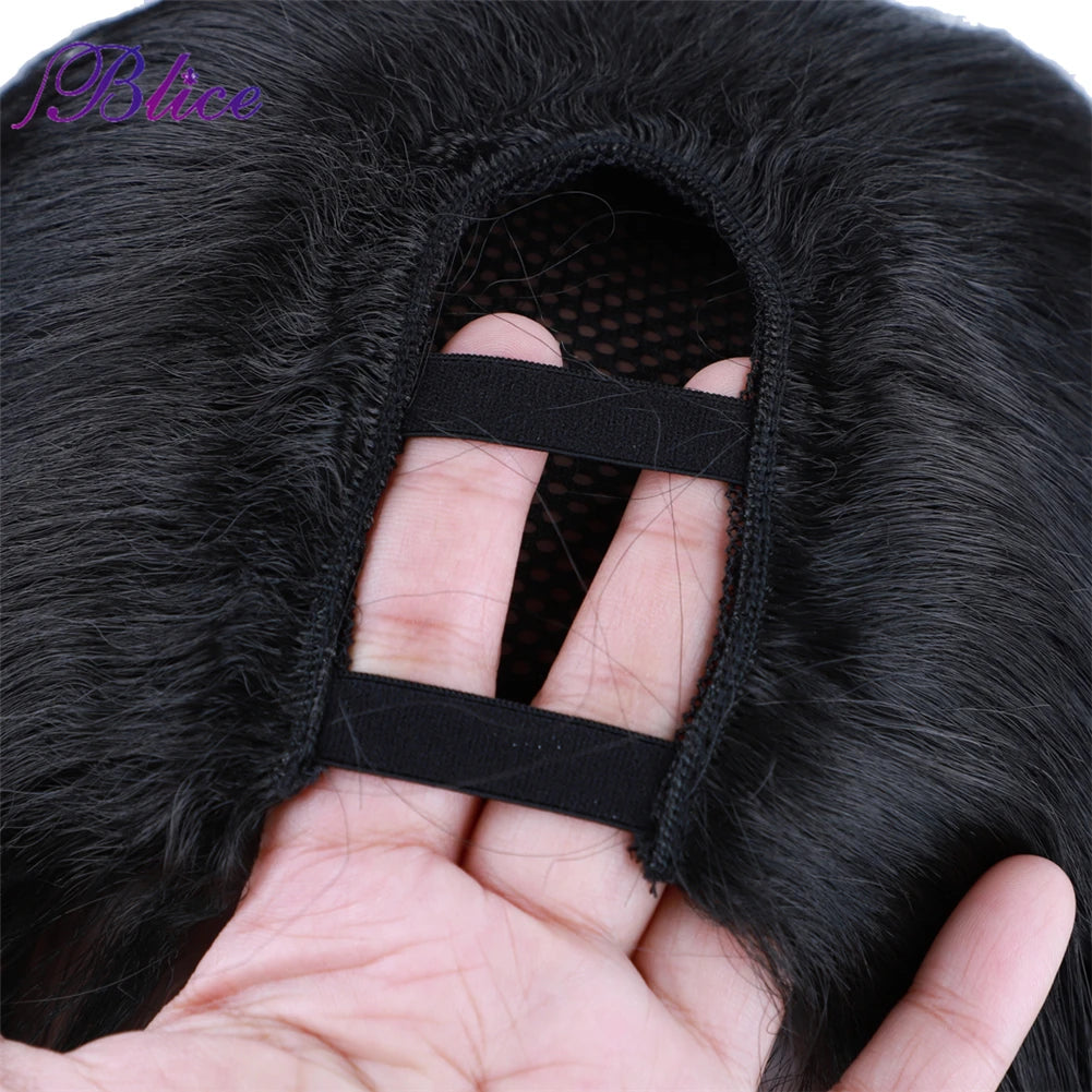 Blice U Part Wig Synthetic Hair Extensions Glueless Wavy Wigs Hollywood Waves With Clips Head Bang Style For Women