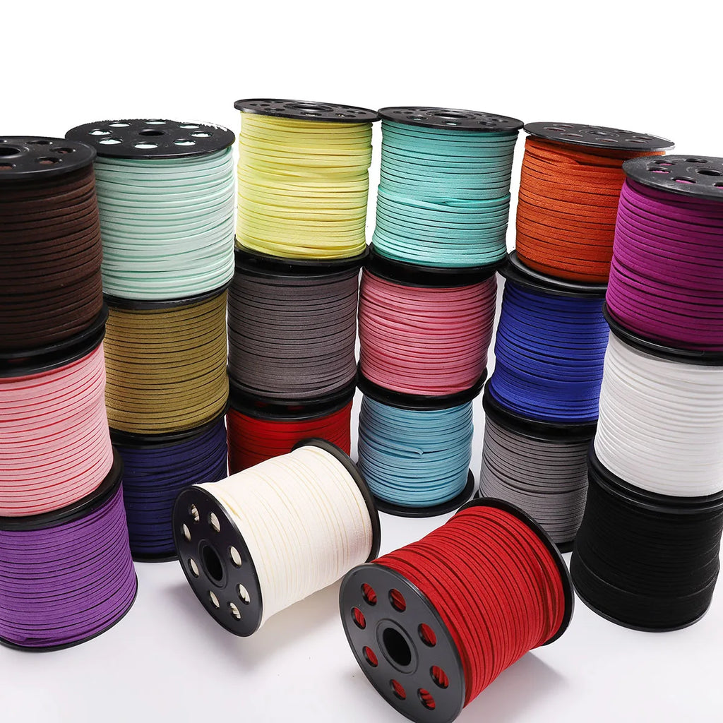 5/10/20m 2.5mm Flat Faux Suede Braided Cord Velvet Leather Rope Handmade Thread String for Jewelry Bracelet Necklace Keychain