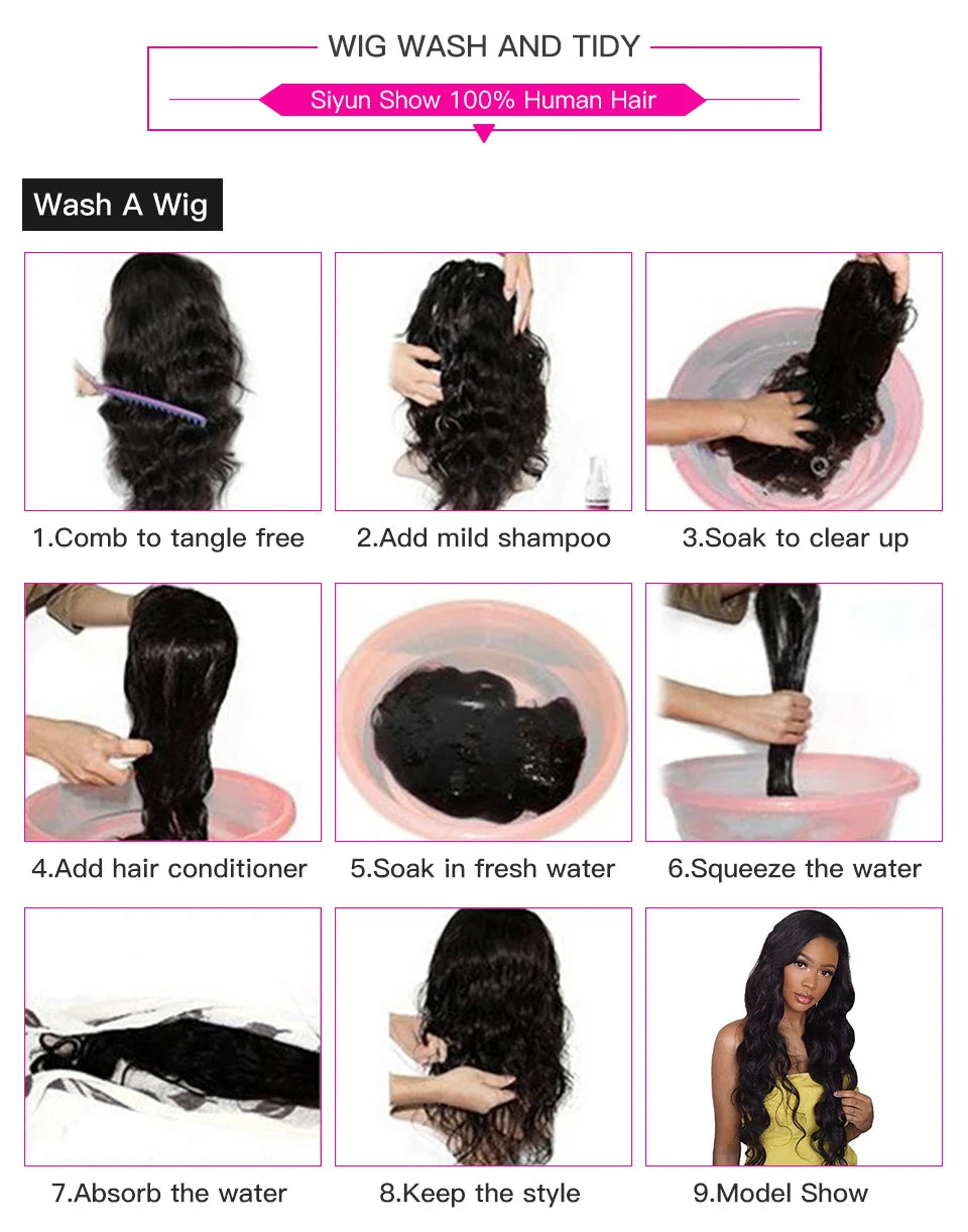 Siyun Show Body Wave Lace Front Wig 360 Full Lace Frontal Wig 250 Density HD Transparent 13x6 Lace Frontal Human Hair Wigs