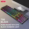 T-WOLF RGB Round Key Gaming Keyboard – USB Wired LED Rainbow Backlit Keyboard for PC & Laptop