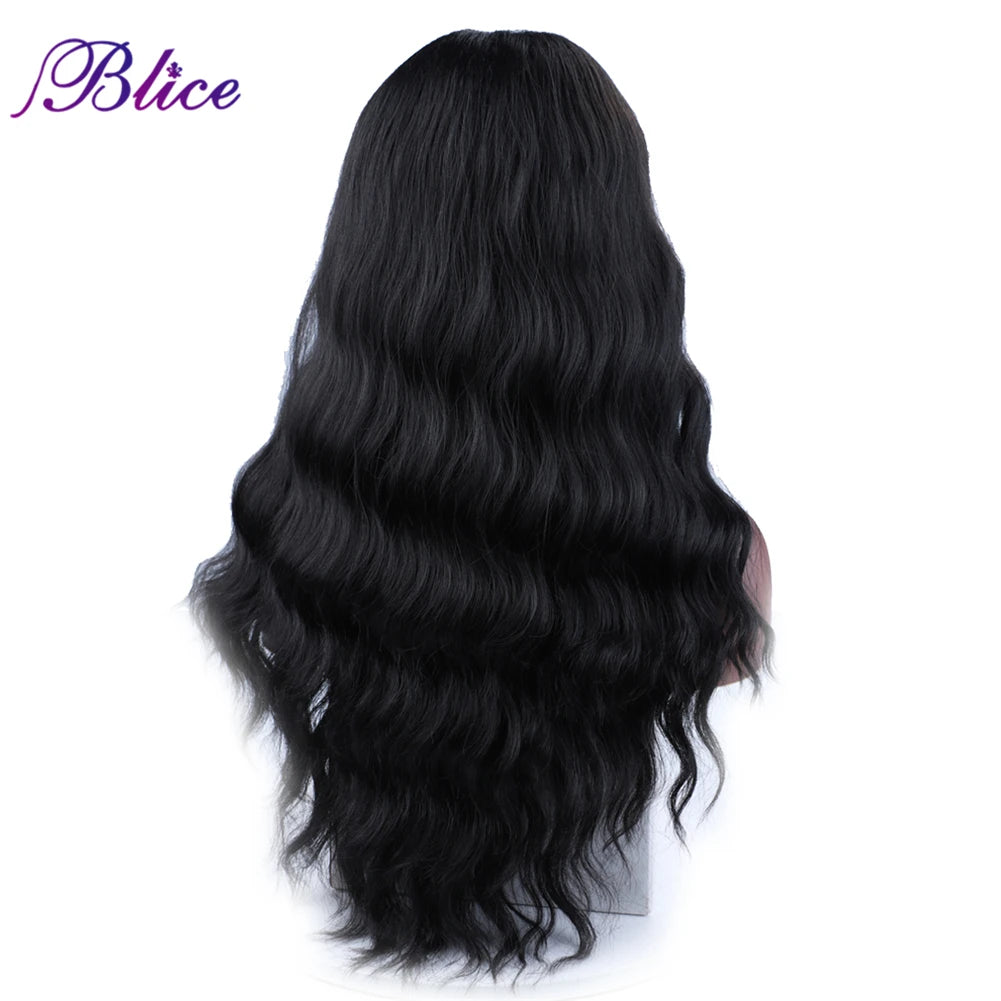 Blice U Part Wig Synthetic Hair Extensions Glueless Wavy Wigs Hollywood Waves With Clips Head Bang Style For Women