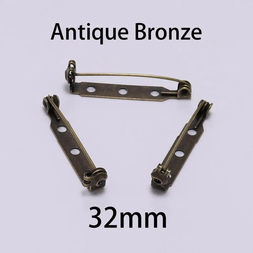 20pcs 20 25 32 38mm Brooch Clip Base Pins Blank Safe Lock Brooch Pin Base Badge Holder For DIY Jewelry Making Findings Supplies
