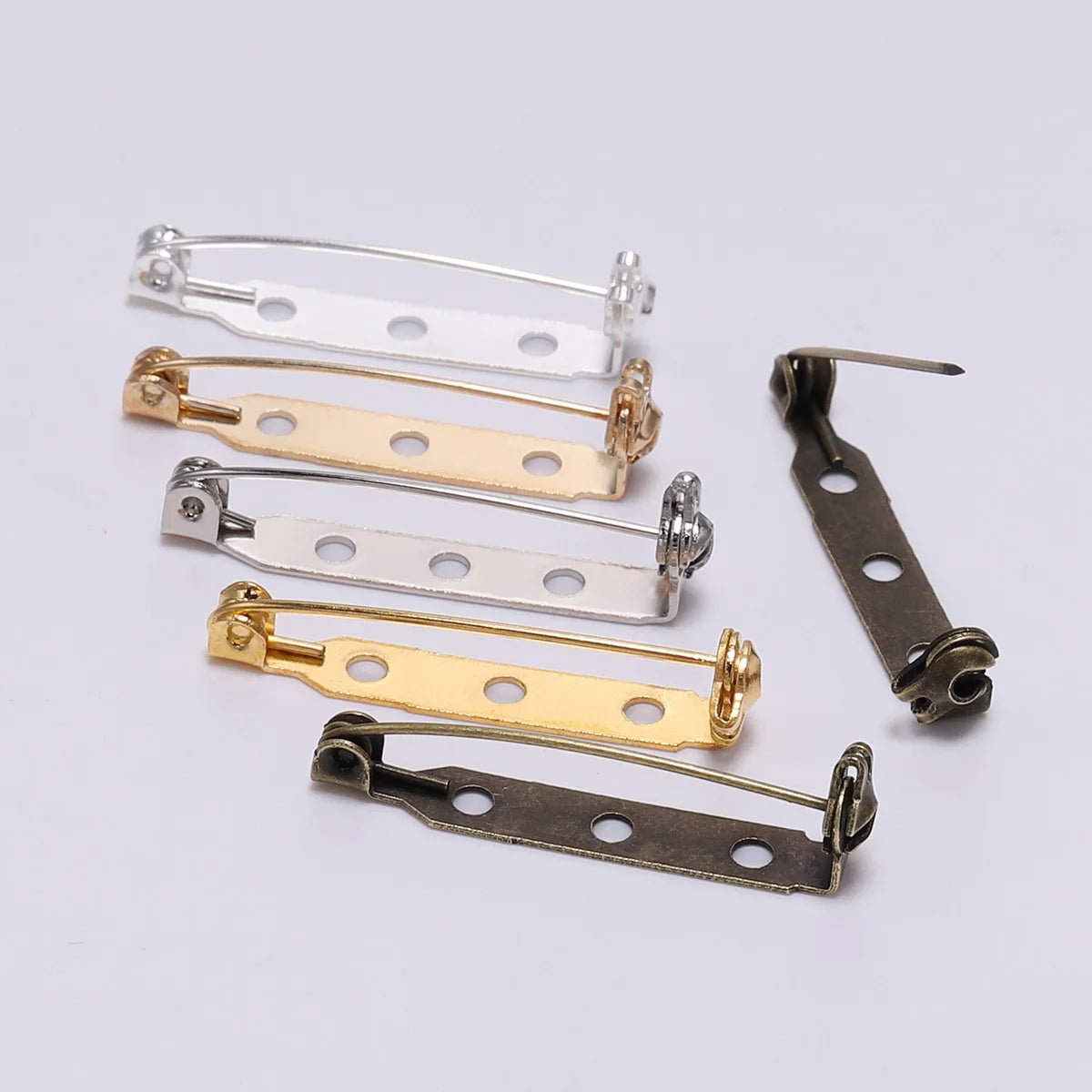 20pcs 20 25 32 38mm Brooch Clip Base Pins Blank Safe Lock Brooch Pin Base Badge Holder For DIY Jewelry Making Findings Supplies