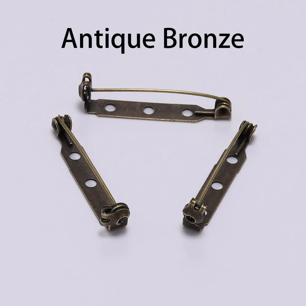 20pcs 20 25 32 38mm Brooch Clip Base Pins Blank Safe Lock Brooch Pin Base Badge Holder For DIY Jewelry Making Findings Supplies