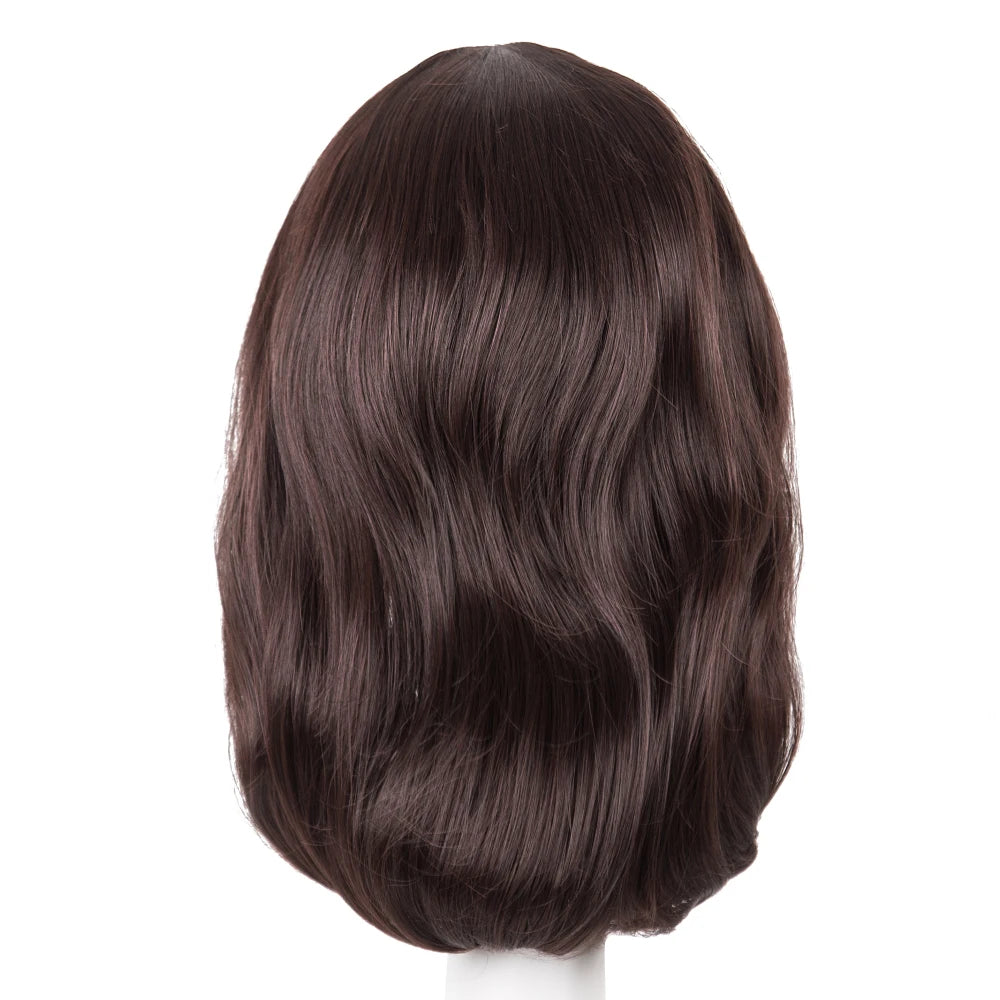 Brown Wig Fei-Show Synthetic Heat Resistant Medium Wavy Hair Costume Cosplay Carnival Halloween Party Women Hairpiece