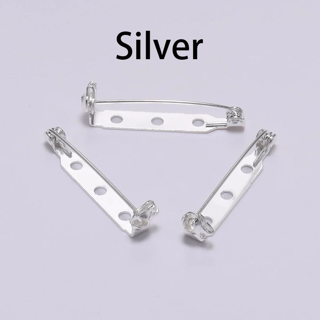 20pcs 20 25 32 38mm Brooch Clip Base Pins Blank Safe Lock Brooch Pin Base Badge Holder For DIY Jewelry Making Findings Supplies