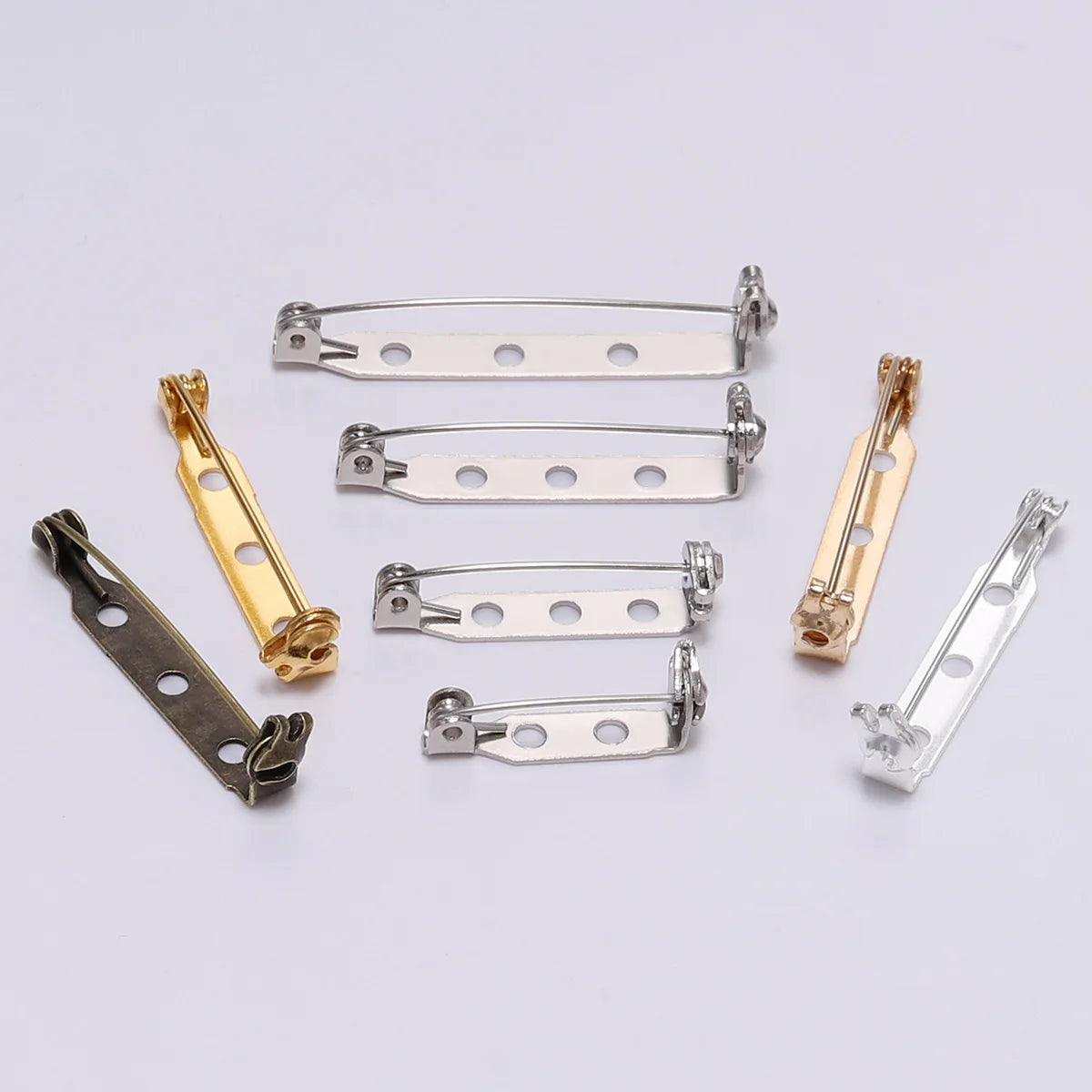 20pcs 20 25 32 38mm Brooch Clip Base Pins Blank Safe Lock Brooch Pin Base Badge Holder For DIY Jewelry Making Findings Supplies