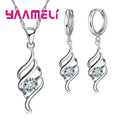 925 Sterling Silver Jewelry Set – Charm Pendant Necklace & Hoop Earrings for Women