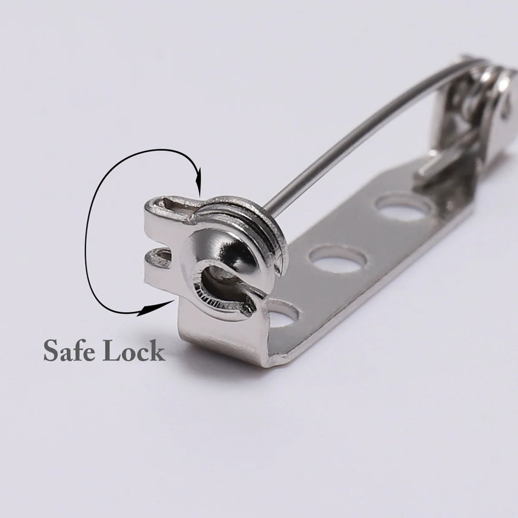 20pcs 20 25 32 38mm Brooch Clip Base Pins Blank Safe Lock Brooch Pin Base Badge Holder For DIY Jewelry Making Findings Supplies