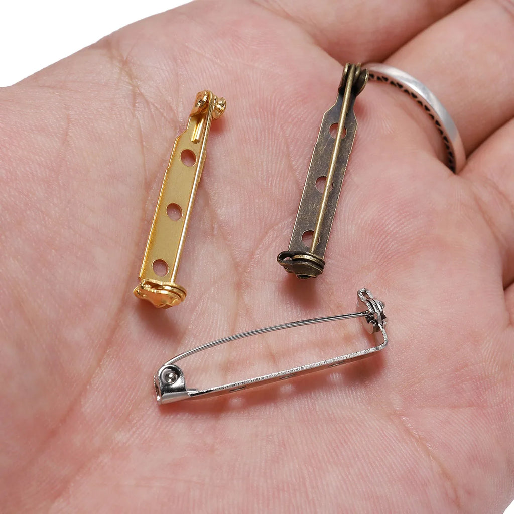 20pcs 20 25 32 38mm Brooch Clip Base Pins Blank Safe Lock Brooch Pin Base Badge Holder For DIY Jewelry Making Findings Supplies