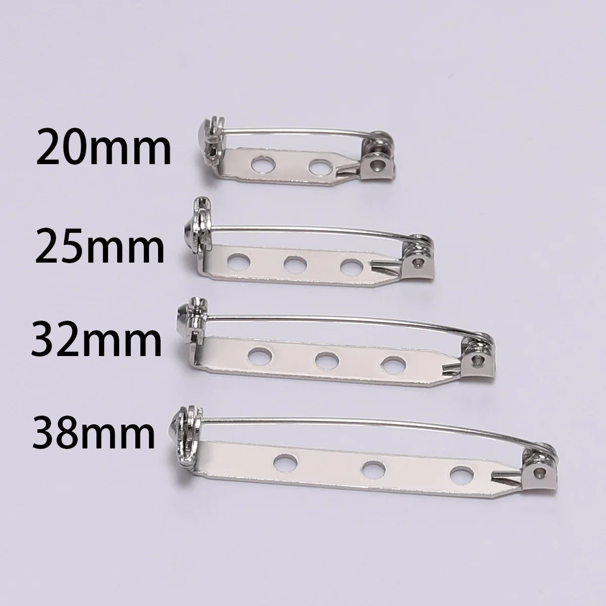 20pcs 20 25 32 38mm Brooch Clip Base Pins Blank Safe Lock Brooch Pin Base Badge Holder For DIY Jewelry Making Findings Supplies