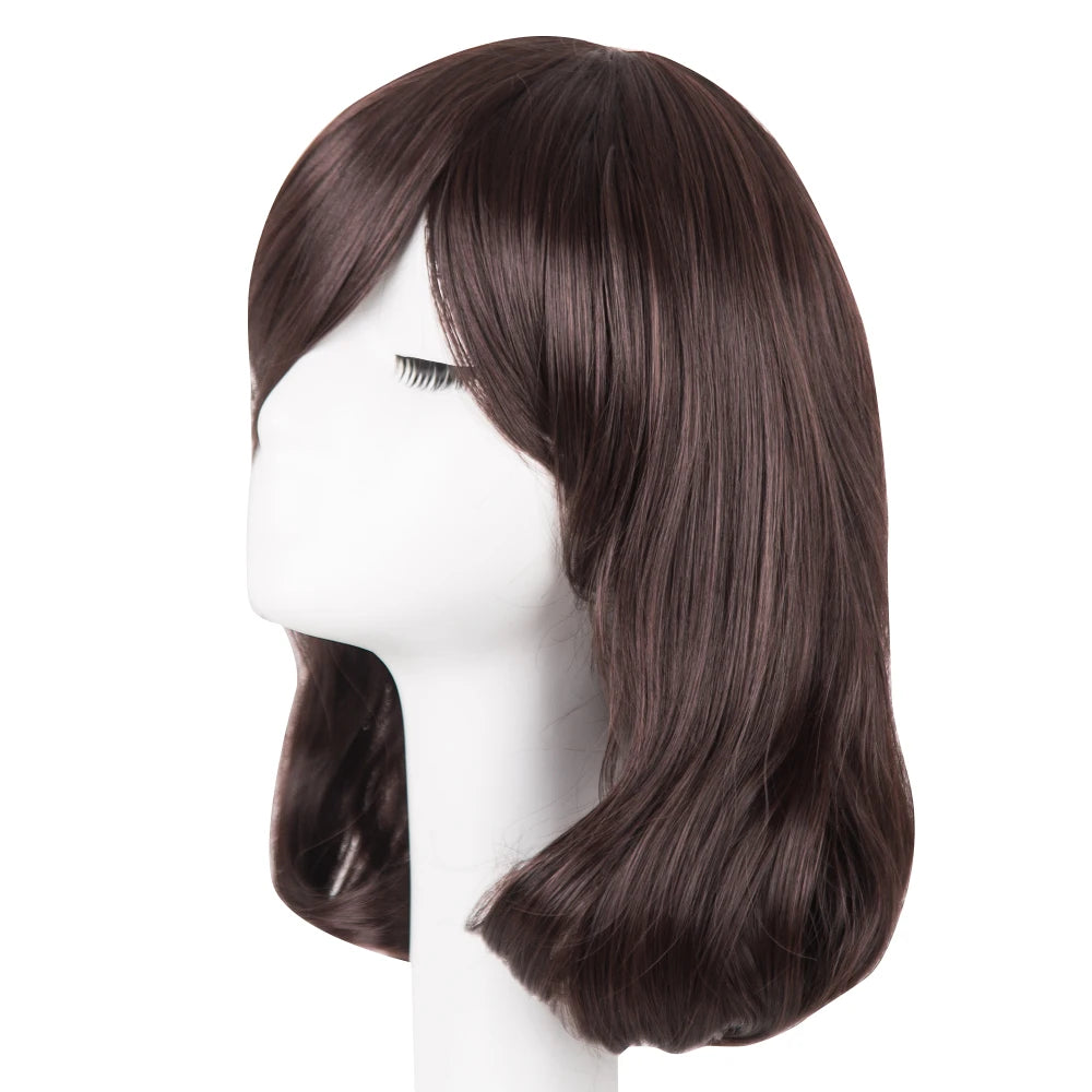 Brown Wig Fei-Show Synthetic Heat Resistant Medium Wavy Hair Costume Cosplay Carnival Halloween Party Women Hairpiece