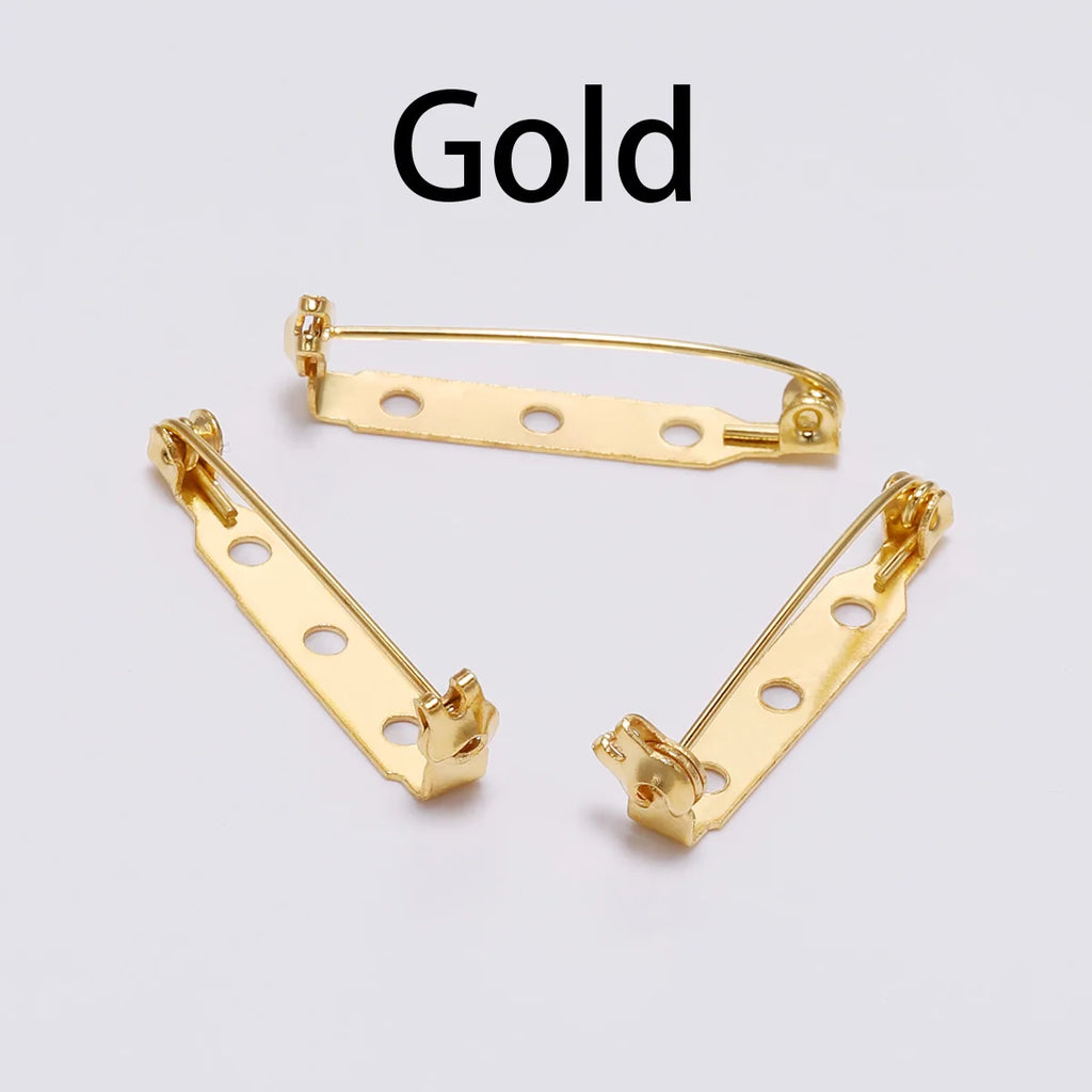 20pcs 20 25 32 38mm Brooch Clip Base Pins Blank Safe Lock Brooch Pin Base Badge Holder For DIY Jewelry Making Findings Supplies