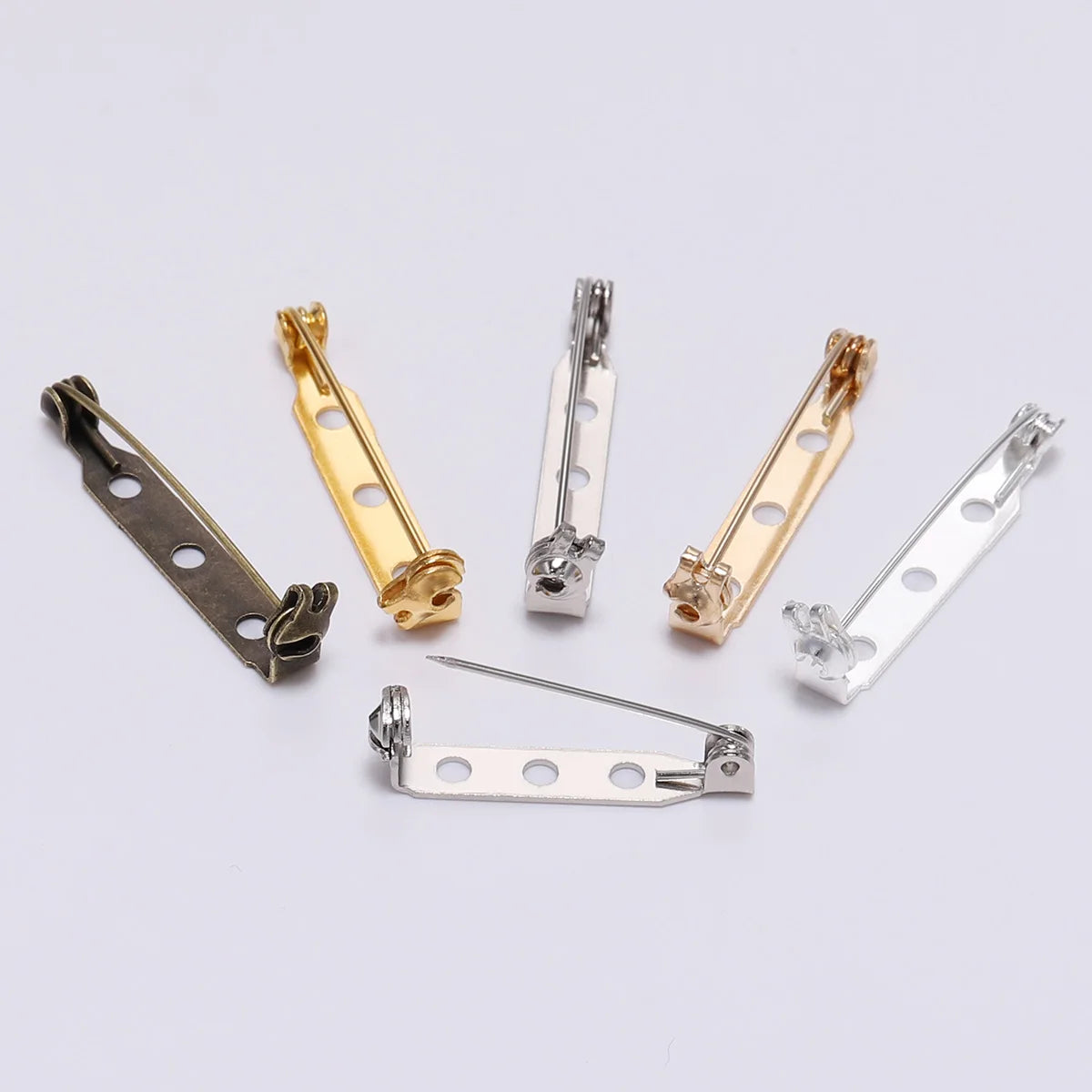 20pcs 20 25 32 38mm Brooch Clip Base Pins Blank Safe Lock Brooch Pin Base Badge Holder For DIY Jewelry Making Findings Supplies