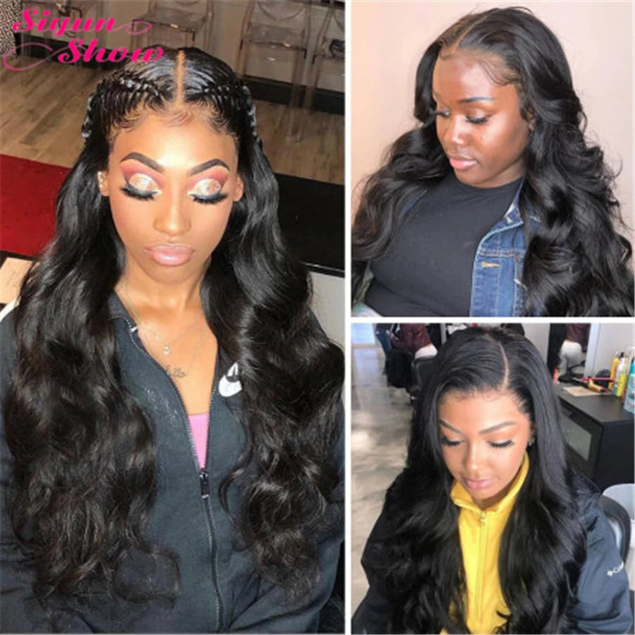 Siyun Show Body Wave Lace Front Wig 360 Full Lace Frontal Wig 250 Density HD Transparent 13x6 Lace Frontal Human Hair Wigs