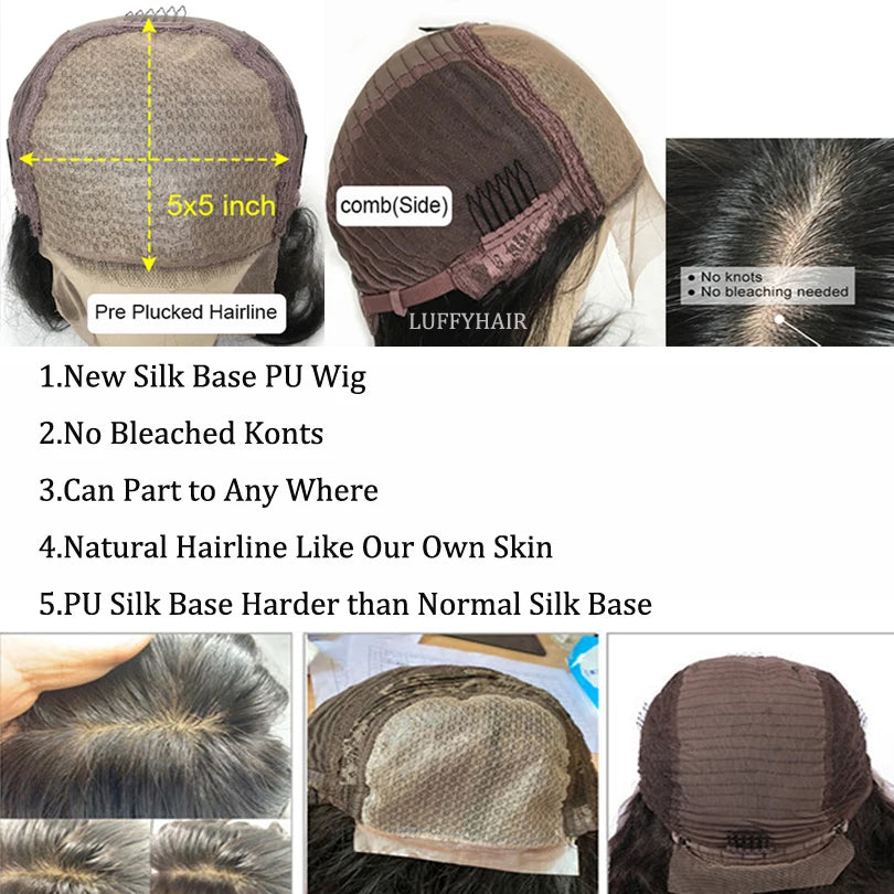 Straight Bob Wig 5x5 Silk Base Closure Human Hair Wigs For Women Malaysian Silk Base Lace Front Wig with Baby Hair