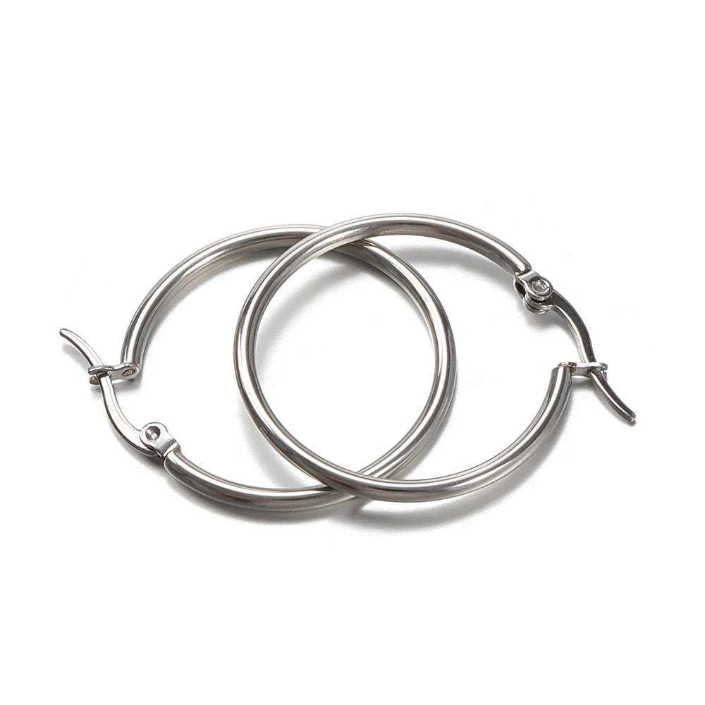 10pcs Stainless Steel Black Open Circle Earrings Hooks 15-30mm Loop Base