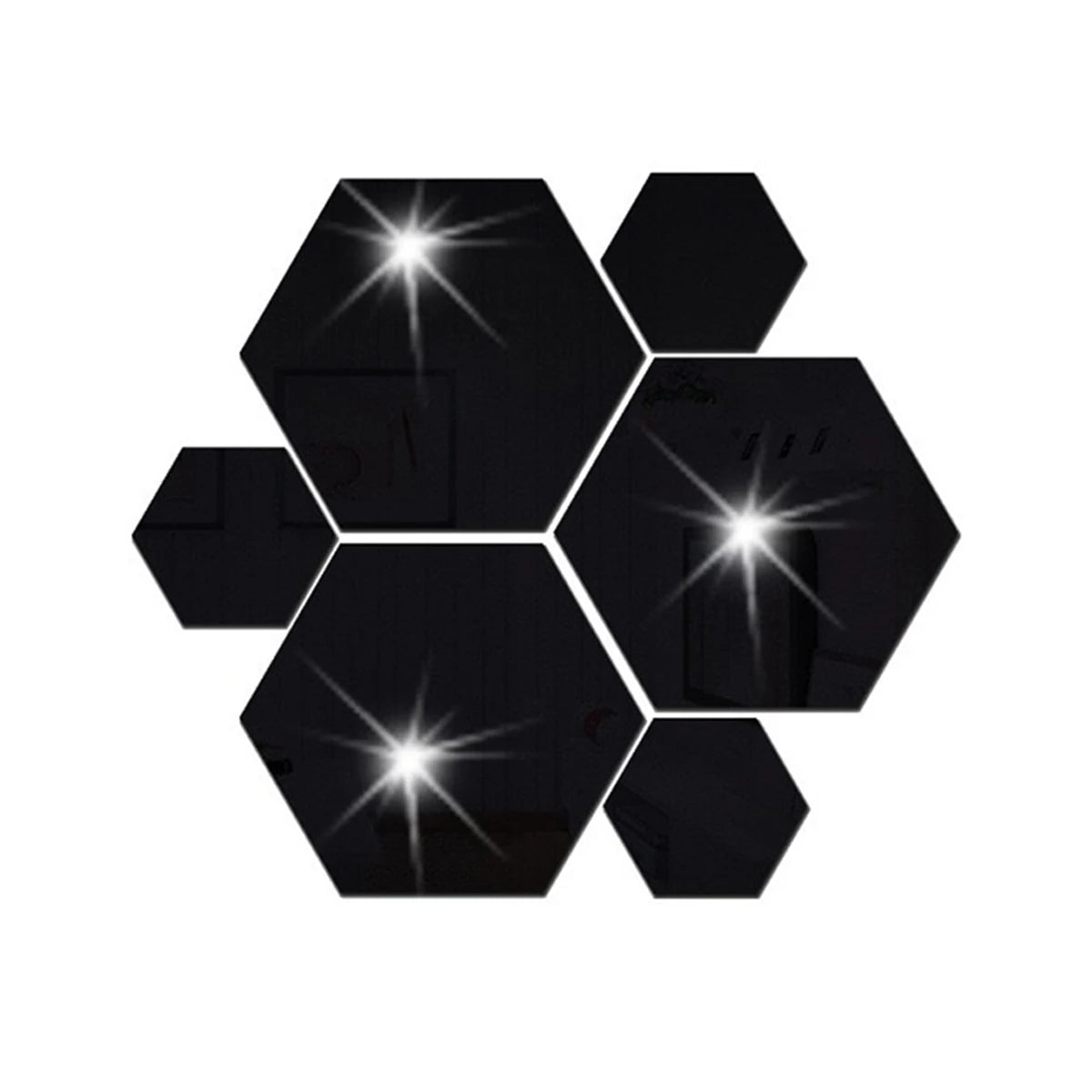 3D Hexagon Mirror Wall Stickers | 12pcs Acrylic DIY Removable Decal | Silver Gold Black Living Room Home Decor Art