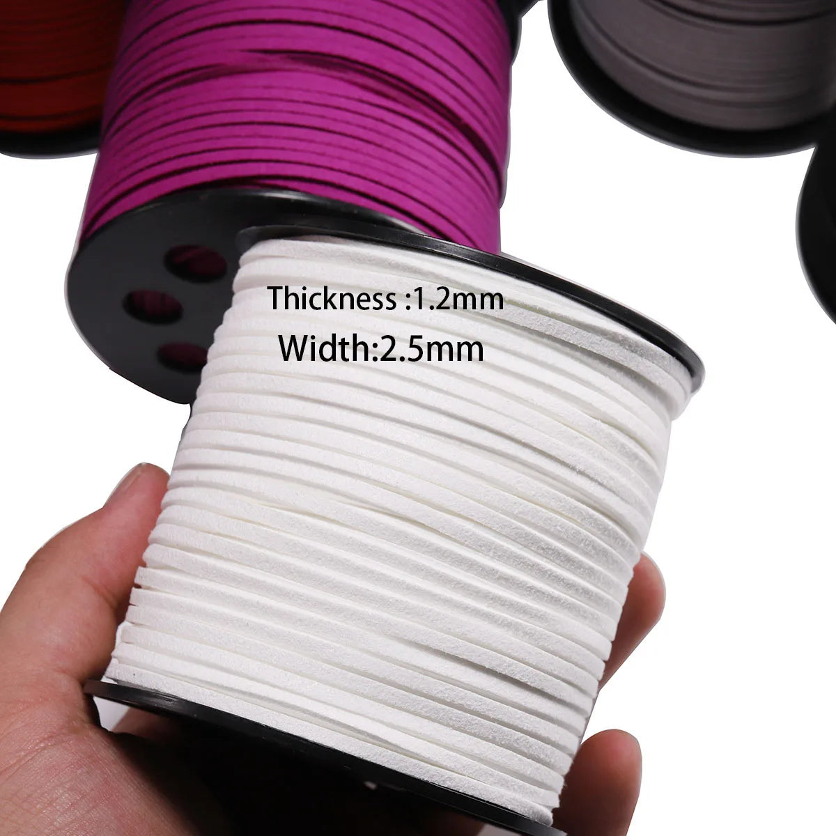 5/10/20m 2.5mm Flat Faux Suede Braided Cord Velvet Leather Rope Handmade Thread String for Jewelry Bracelet Necklace Keychain