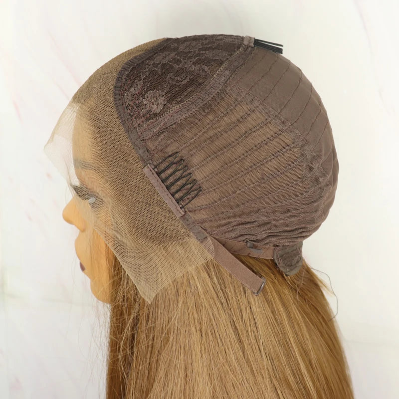YYsoo Short 13x4 Futura Synthetic Lace Front  Wig #10 Color Silky Straight Brown Wigs for Women Heat Resistant Natural Hairline