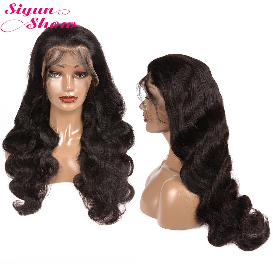 Siyun Show Body Wave Lace Front Wig 360 Full Lace Frontal Wig 250 Density HD Transparent 13x6 Lace Frontal Human Hair Wigs