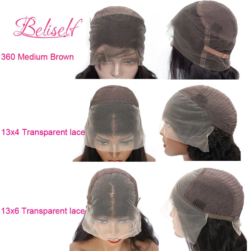 Beliself 300 Density Loose Deep Wave 13x6 HD Lace Frontal Wig Pre Plucked 13X6 HD Lace Wig Human Hair 5x5 HD Lace Closure Wig