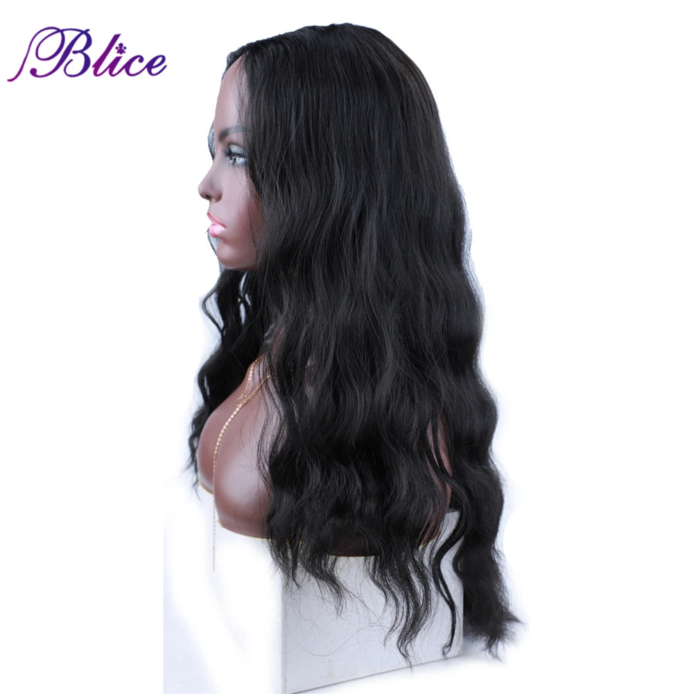 Blice U Part Wig Synthetic Hair Extensions Glueless Wavy Wigs Hollywood Waves With Clips Head Bang Style For Women