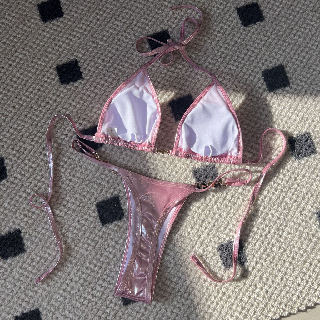 2026 PU Faux Leather Mini Micro Thong Bikini Women Swimwear Female Swimsuit Two-pieces Bikini set Bather Bathing Suit Swim K5280