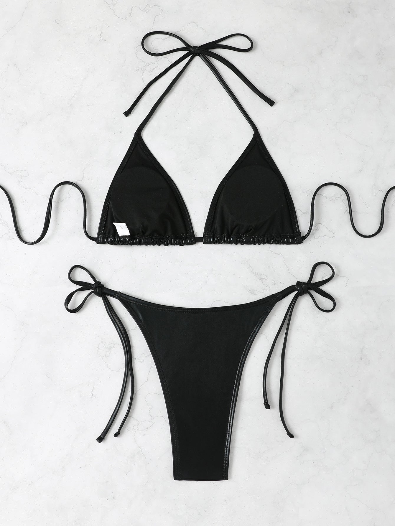 2026 PU Faux Leather Mini Micro Thong Bikini Women Swimwear Female Swimsuit Two-pieces Bikini set Bather Bathing Suit Swim K5280