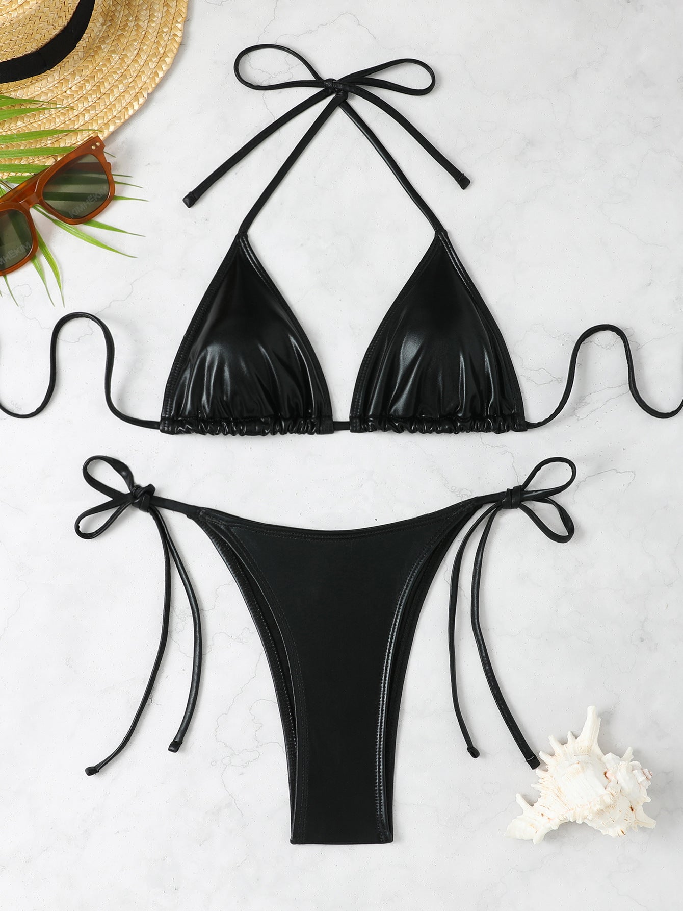 2026 PU Faux Leather Mini Micro Thong Bikini Women Swimwear Female Swimsuit Two-pieces Bikini set Bather Bathing Suit Swim K5280