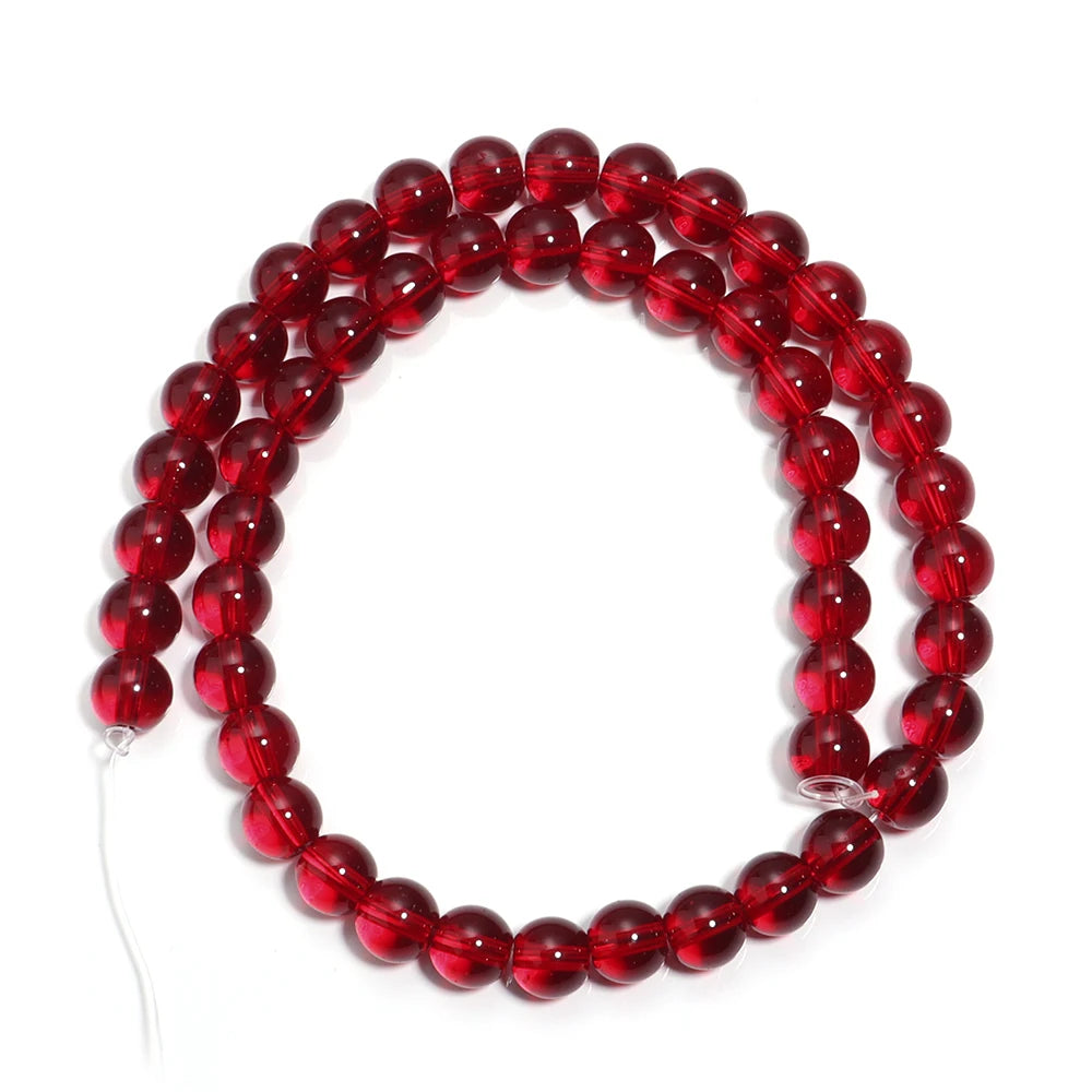 1 Strand Red Glass Beads 4/6/8/10/12mm Round Crystal Loose Spacer Bead for Jewelry Making Stuff DIY Necklace Bracelet Wholesale