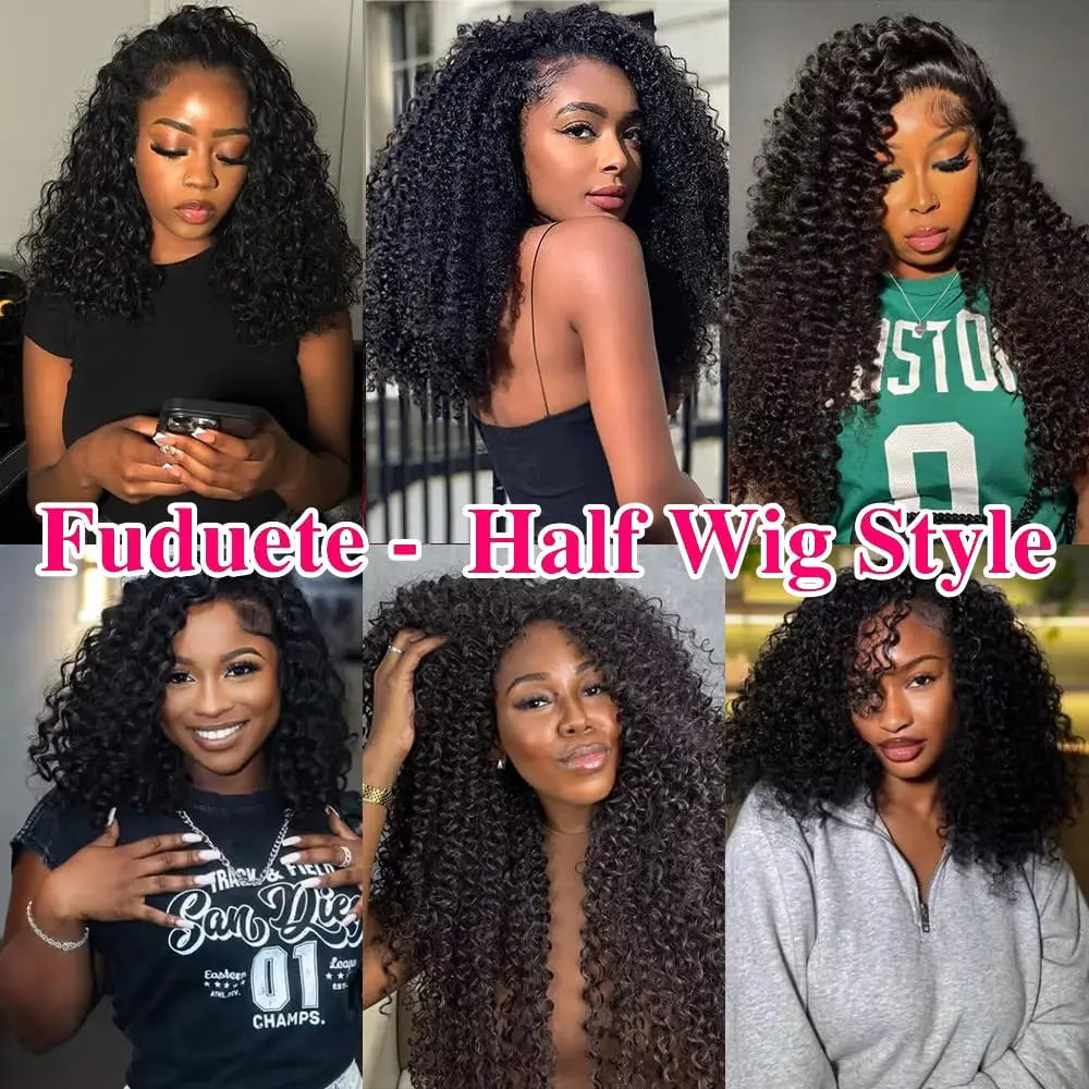 Kinky Curly 3-in-1 Half Wig | 100% Brazilian Remy Human Hair | Glueless Flip Over | 16"–36"